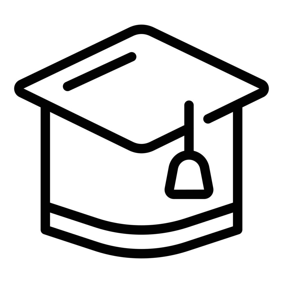 Graduation hat icon, outline style vector