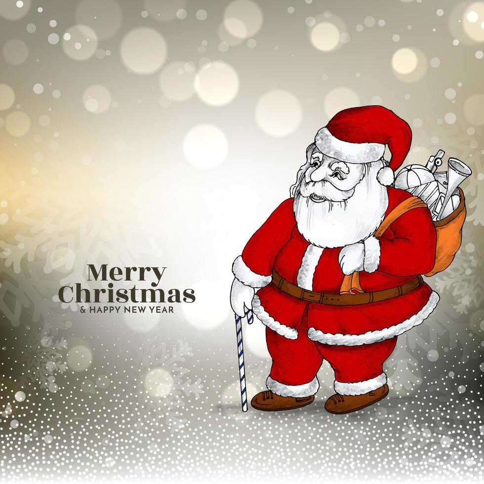 Merry Christmas festival bright bokeh modern background with santa claus vector