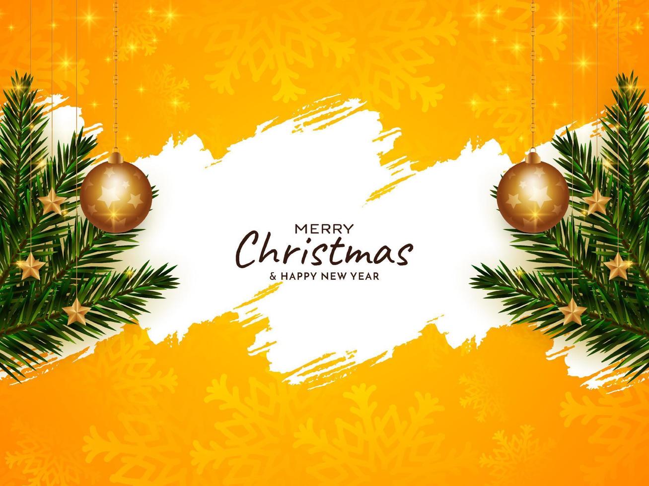 Merry Christmas festival bright yellow background design vector