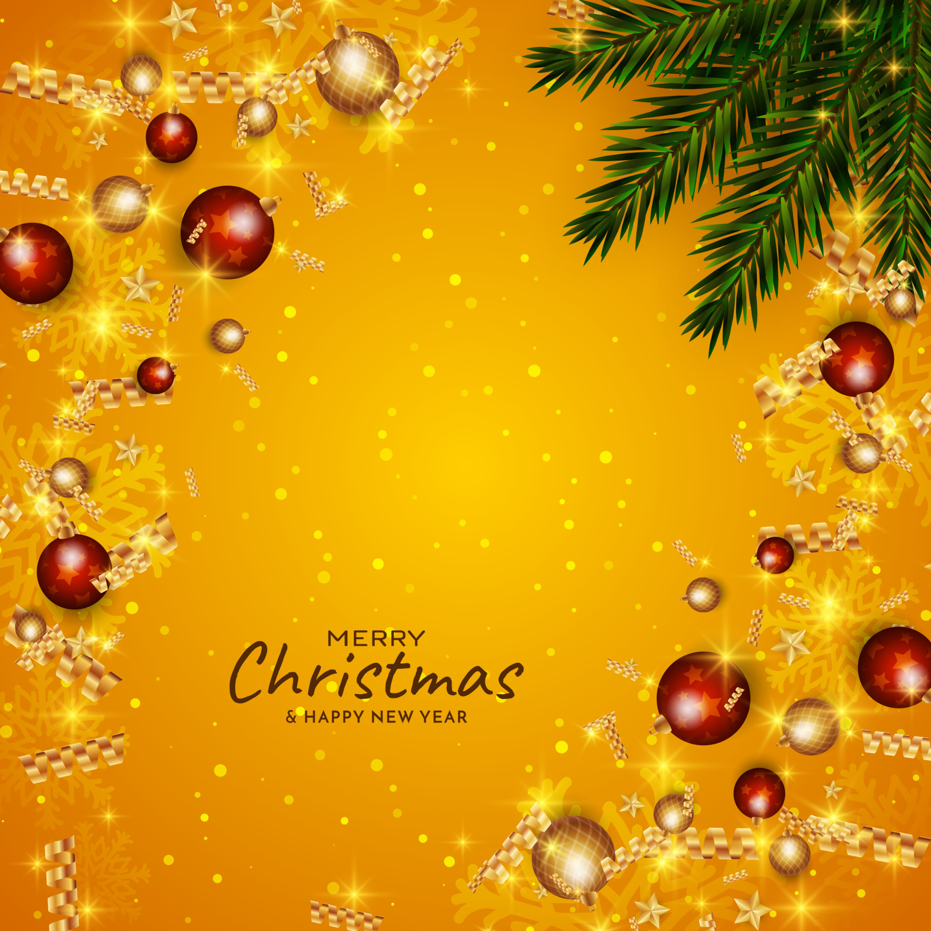 Merry Christmas Festival Celebration Bright Yellow Background Design whimsical-christmas-papercraft-art-free-stock-photo-public-domain