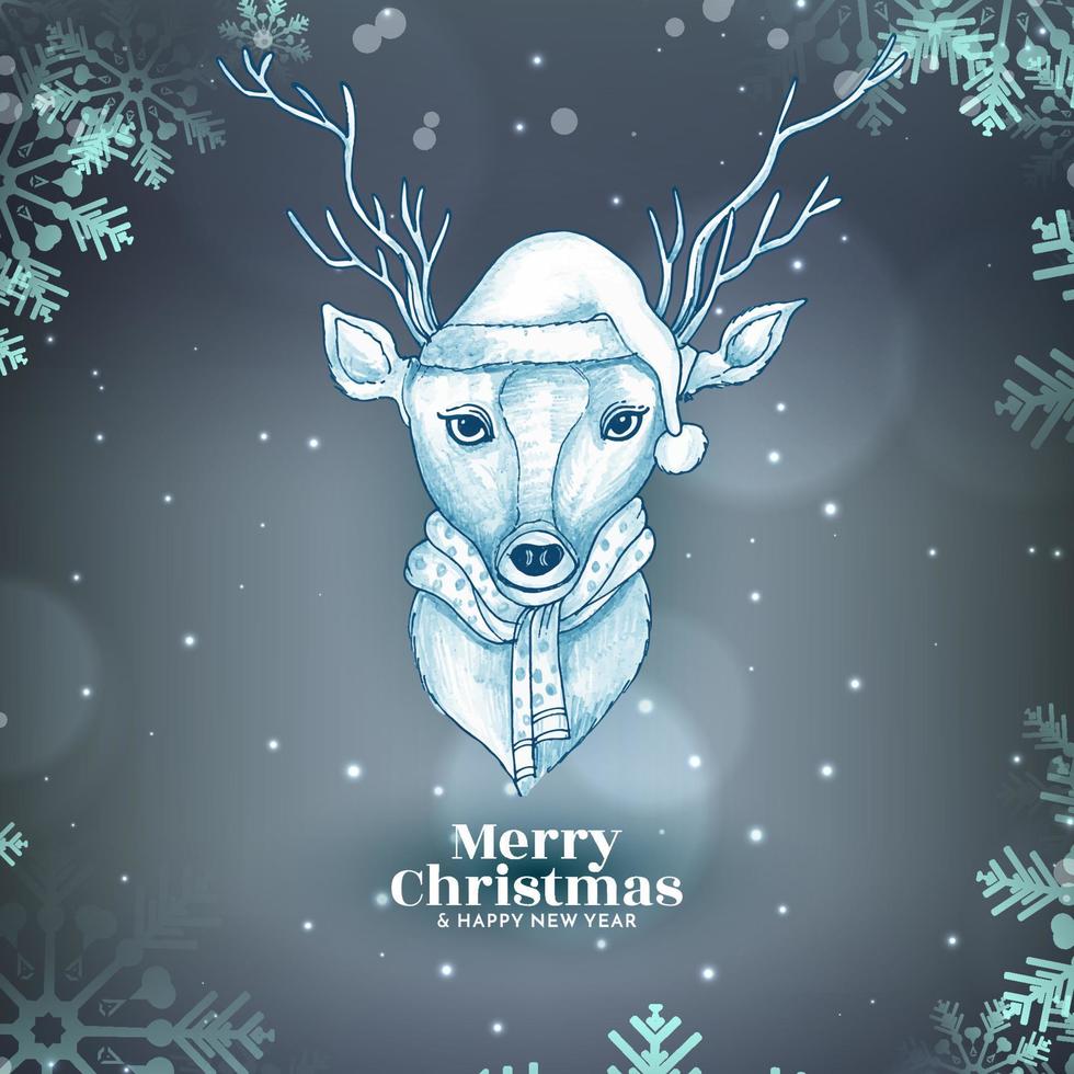 Modern decorative Merry Christmas festival background with reindeer vector