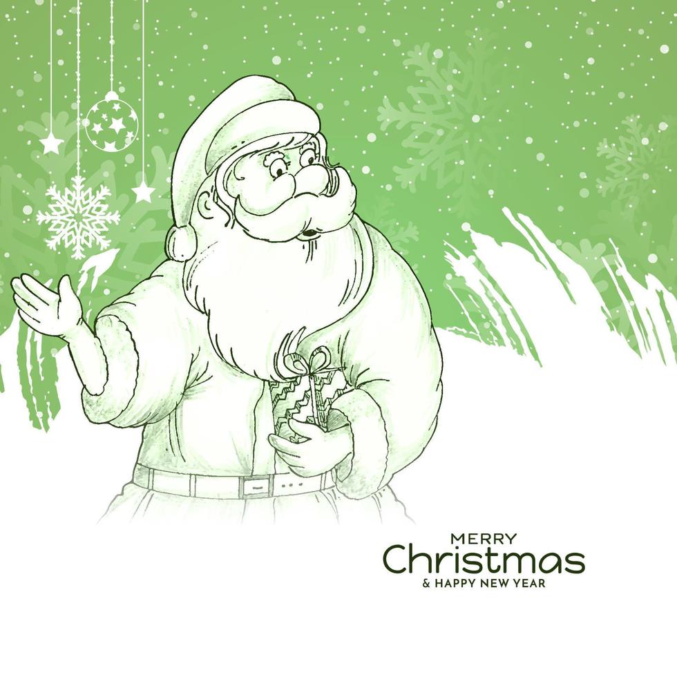 feliz navidad festival fondo verde suave con diseño de santa claus vector