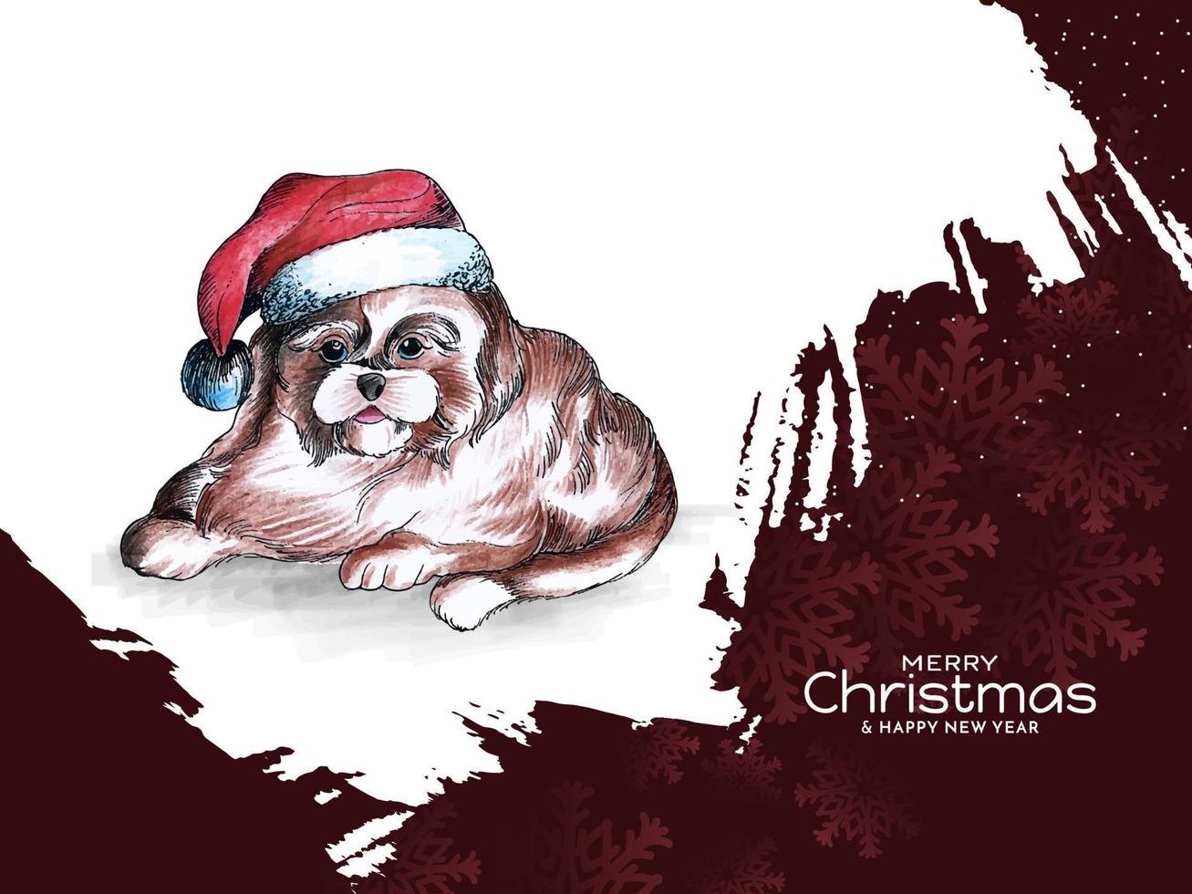 Merry Christmas festival background with beautiful dog design vector