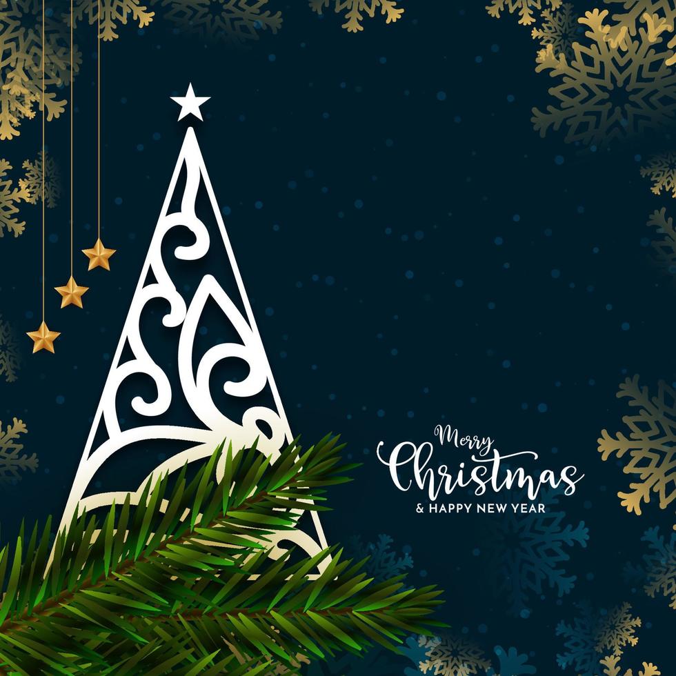 Merry Christmas festival background beautiful tree design vector