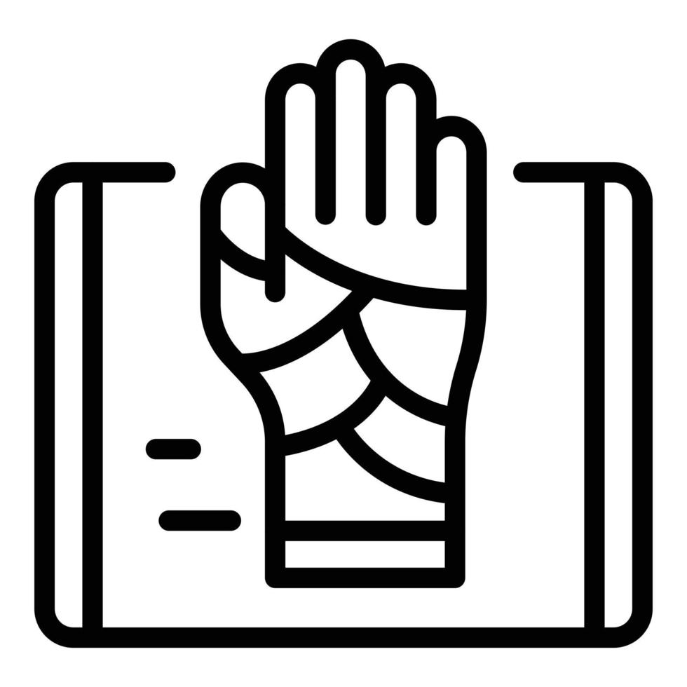 icono de mano lesionada, estilo de esquema vector