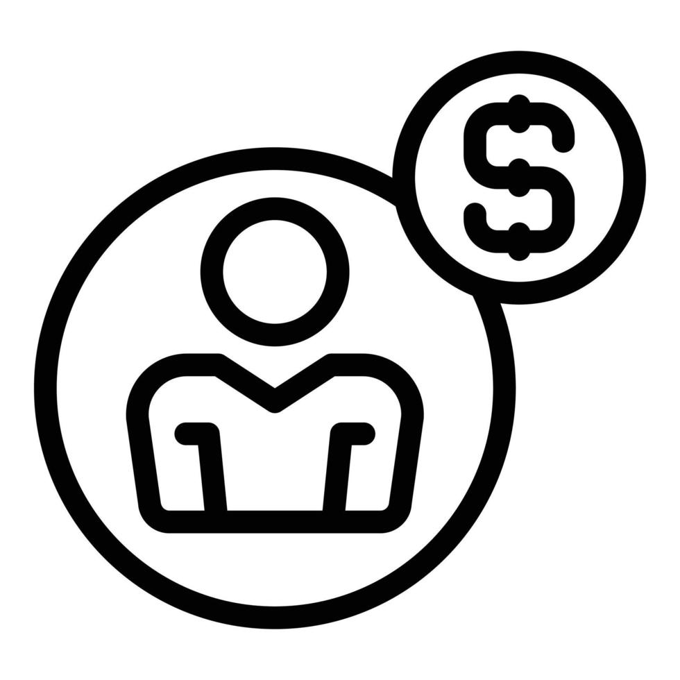 icono de salario de candidato, estilo de esquema vector