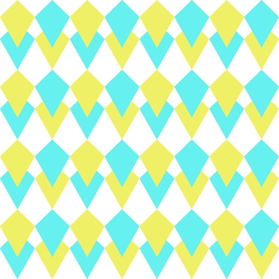 Abstract geometric line graphic crystal diamond shape seamless pattern yellow blue on white background. Modern retro design vector for textile, wallpaper, clothing, backdrop, tile, wrapping, fabric.