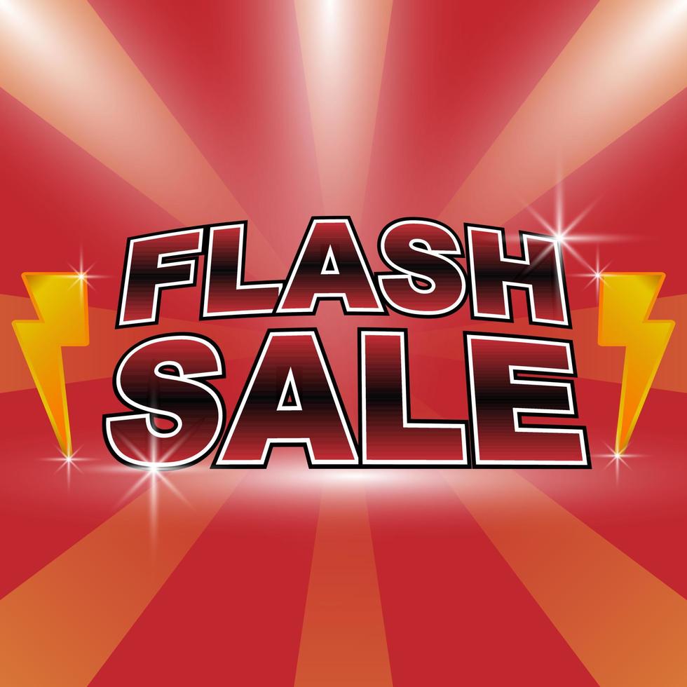 cartel de compras de venta flash o pancarta con icono de flash sobre fondo rojo. oferta especial campaña de venta flash o promoción. Fondo de descuento y ventas flash de plantilla de publicación en redes sociales. vector. vector