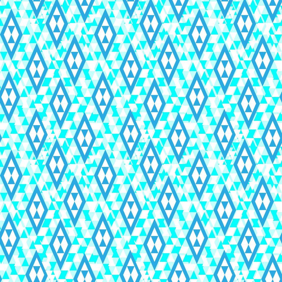 Geometric blue diamond triangle shape seamless pattern on glow blue and white background. Ornate line fabric seamless patterns vector modern retro design for textile, wallpaper, clothing, backdrop.