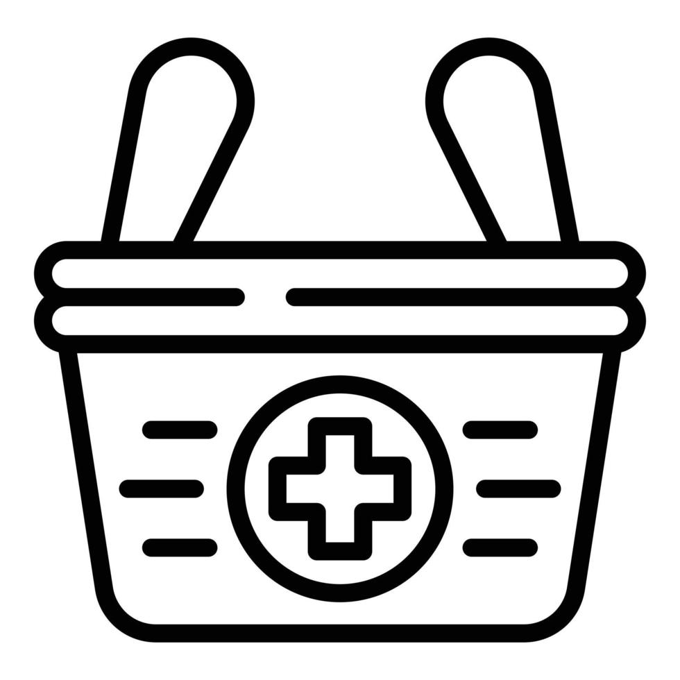 Medical basket icon, outline style vector