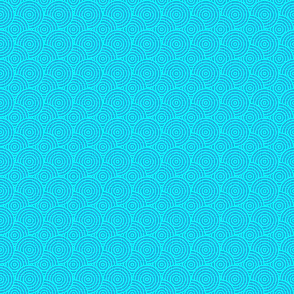 Glowing blue spiral wave circle seamless pattern. Geometric line fabric seamless patterns bright blue background. Design for textile, wallpaper, clothing, backdrop. Retro modern vector illustration.