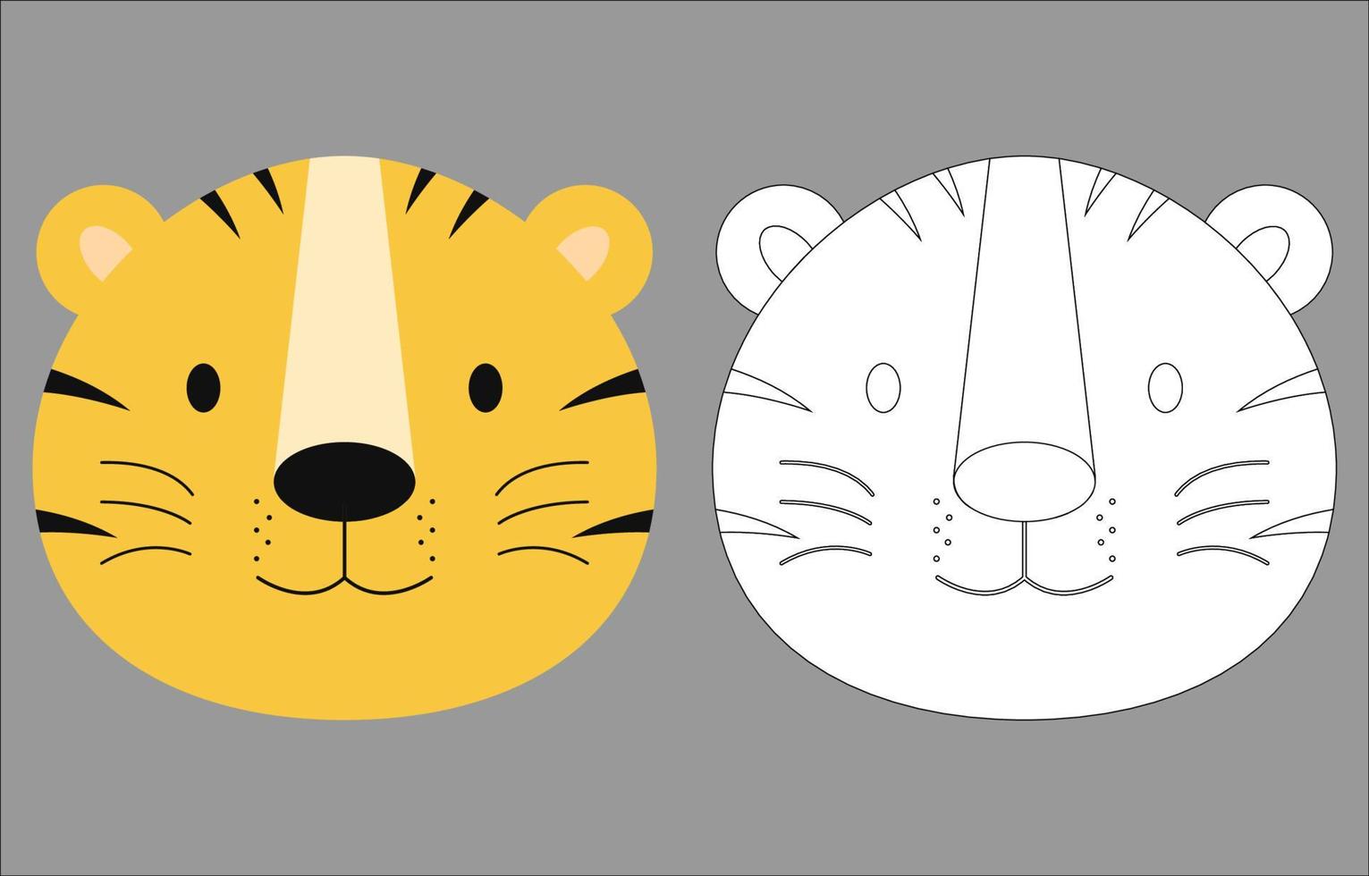 personaje de dibujos animados de cara de tigre. lindo contorno tigre animal cara libro para colorear personaje de dibujos animados de cara de tigre. lindo contorno tigre animal cara libro para colorear