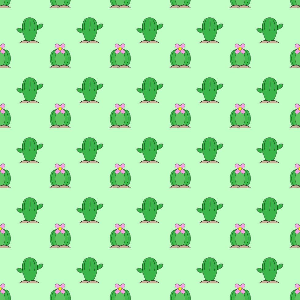 Abstract geometric line seamless pattern graphic plant cactus flower cute cartoon background. Modern green design for textile, wallpaper, clothing, backdrop, tile floor, wrapping, fabric vector print.