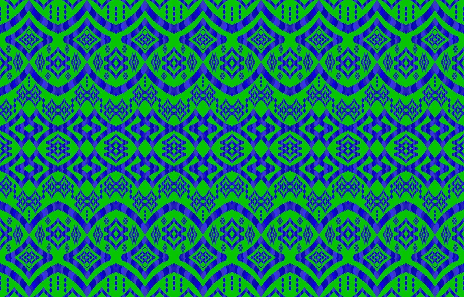 Blue green ikat patterns. Geometric tribal vintage retro style. Ethnic fabric ikat seamless pattern. Indian navajo aztec ikat print vector illustration. Design for backdrop texture clothing textile.