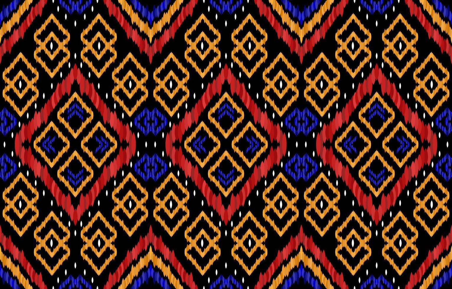 Ornate ikat patterns. Geometric tribal vintage retro style. Ethnic fabric ikat seamless pattern. Indian navajo aztec ikat print vector illustration. Design for backdrop texture fabric clothing textile