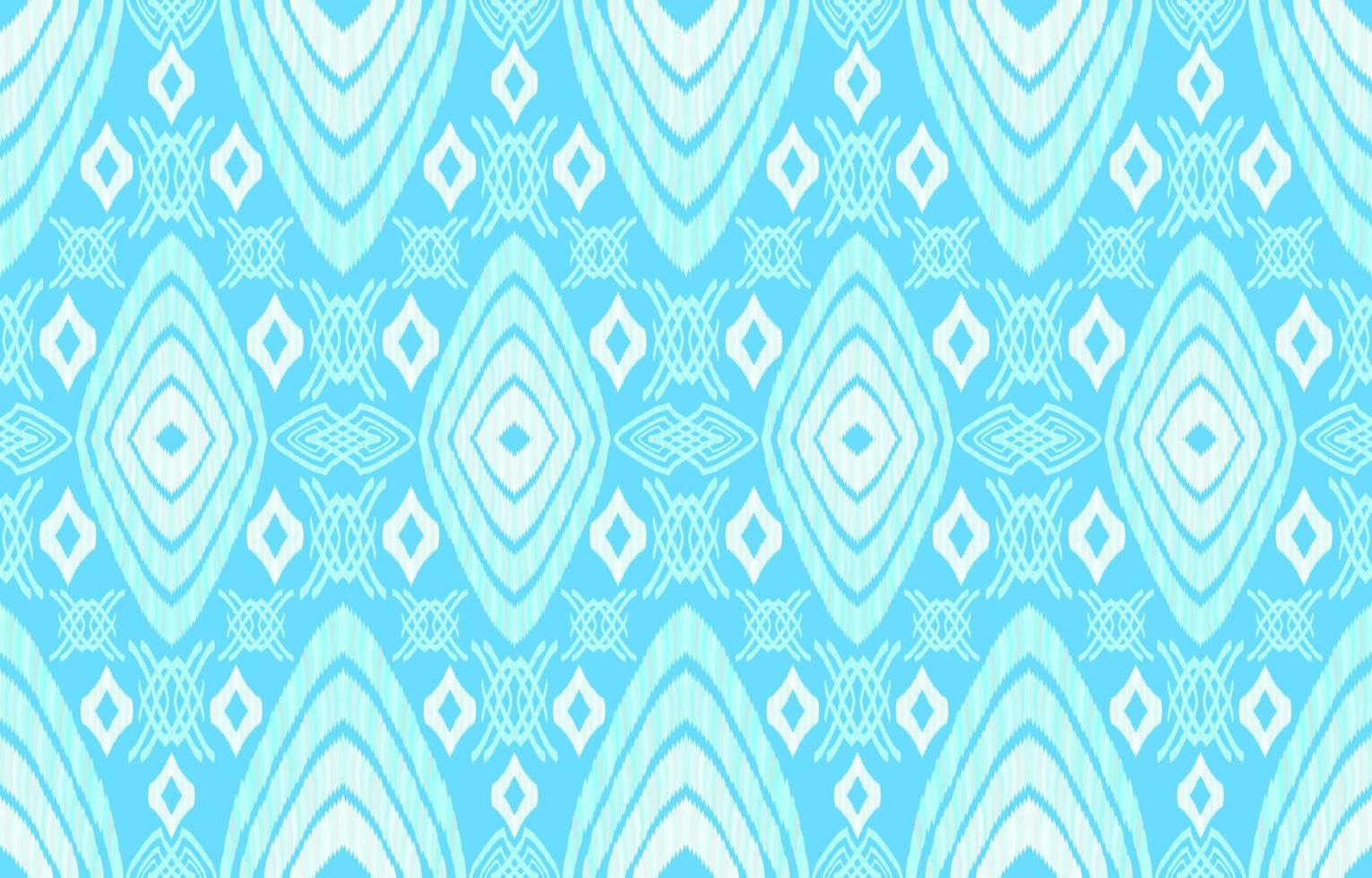 Elegant pastel blue color ikat patterns. Geometric rice seed line motif boho retro style. Ethnic fabric ikat seamless pattern. Asian folk ikat print vector design for texture clothing textile.