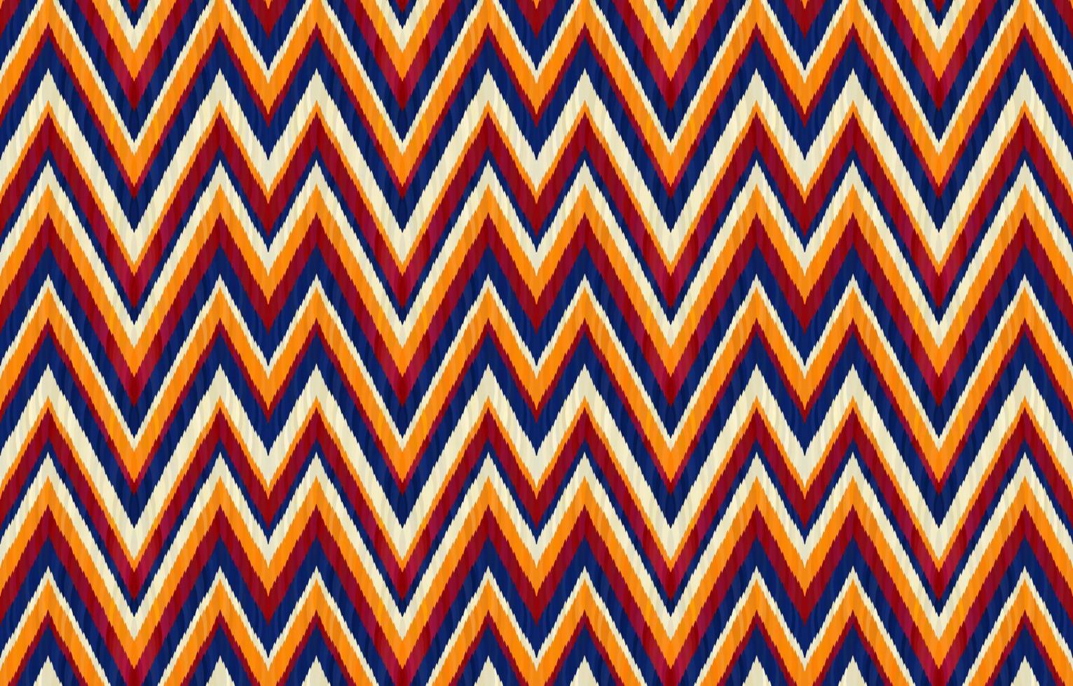 Ikat ethnic fabric zigzag wave pattern. Geometric tribal african vintage retro style. design for decorate backdrop, endless texture, fabric, clothing, textile, embroidery, carpet. Vector illustration.