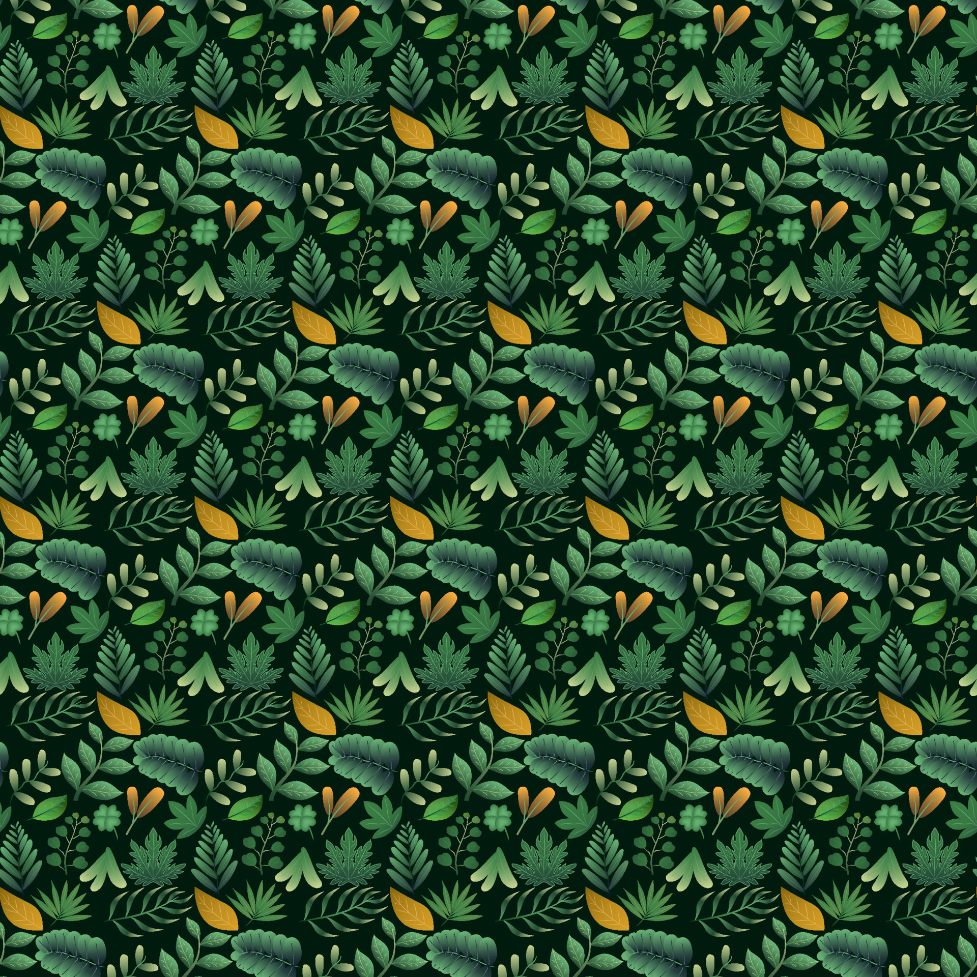Seamless pattern nature plant leaf green background. Summer tropical