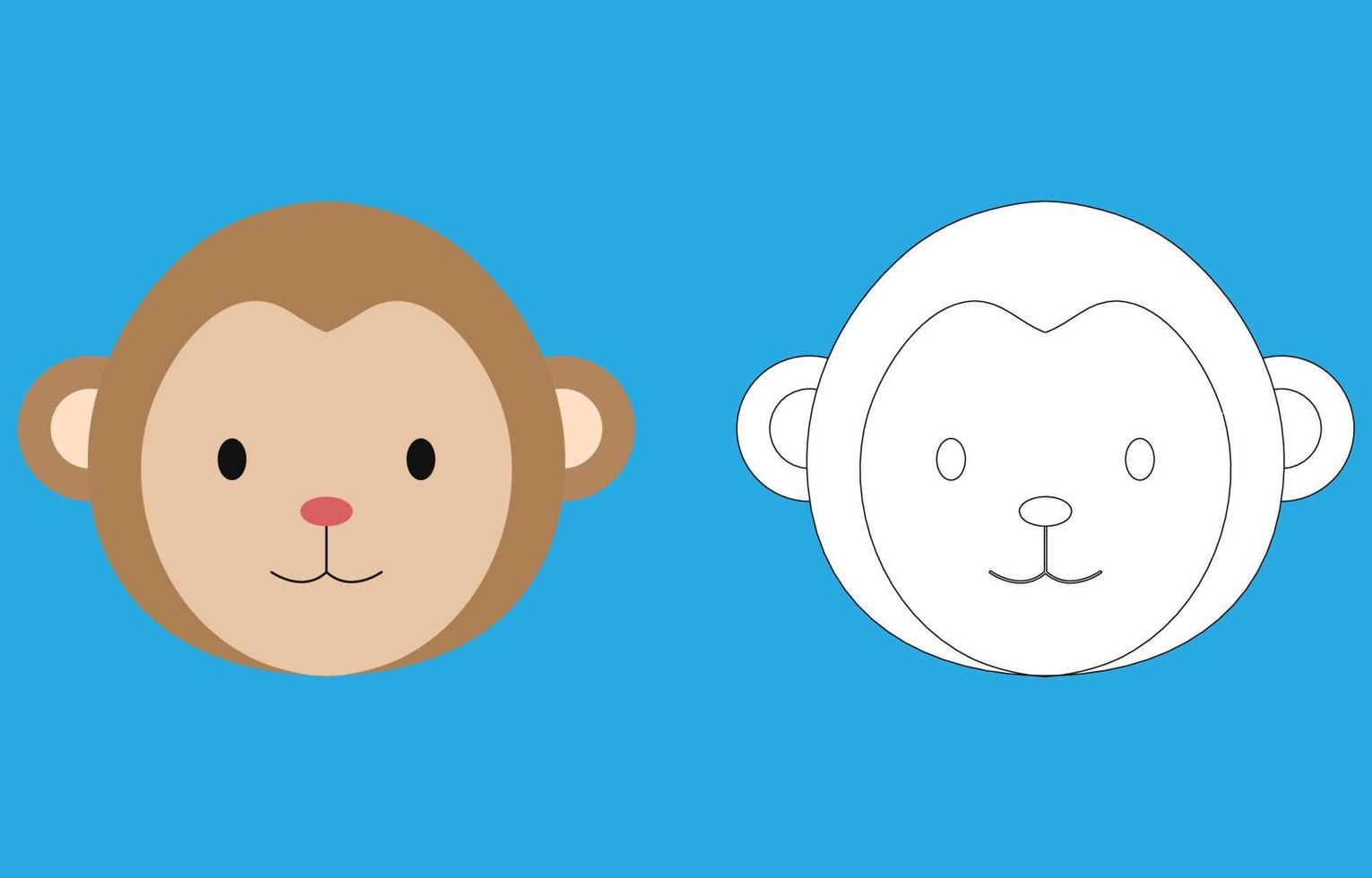 Monkey face cartoon character. Cute outline monkey animal face coloring  book for kids. Vector illustration. Outline icon monkey head. Cartoon face  logo. 15603178 Vector Art at Vecteezy