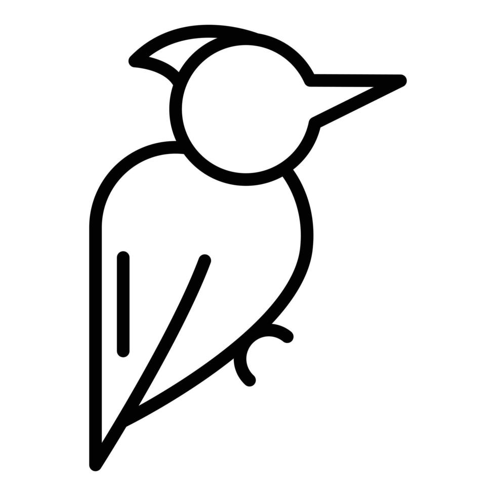 icono de pájaro carpintero de árbol, estilo de esquema vector