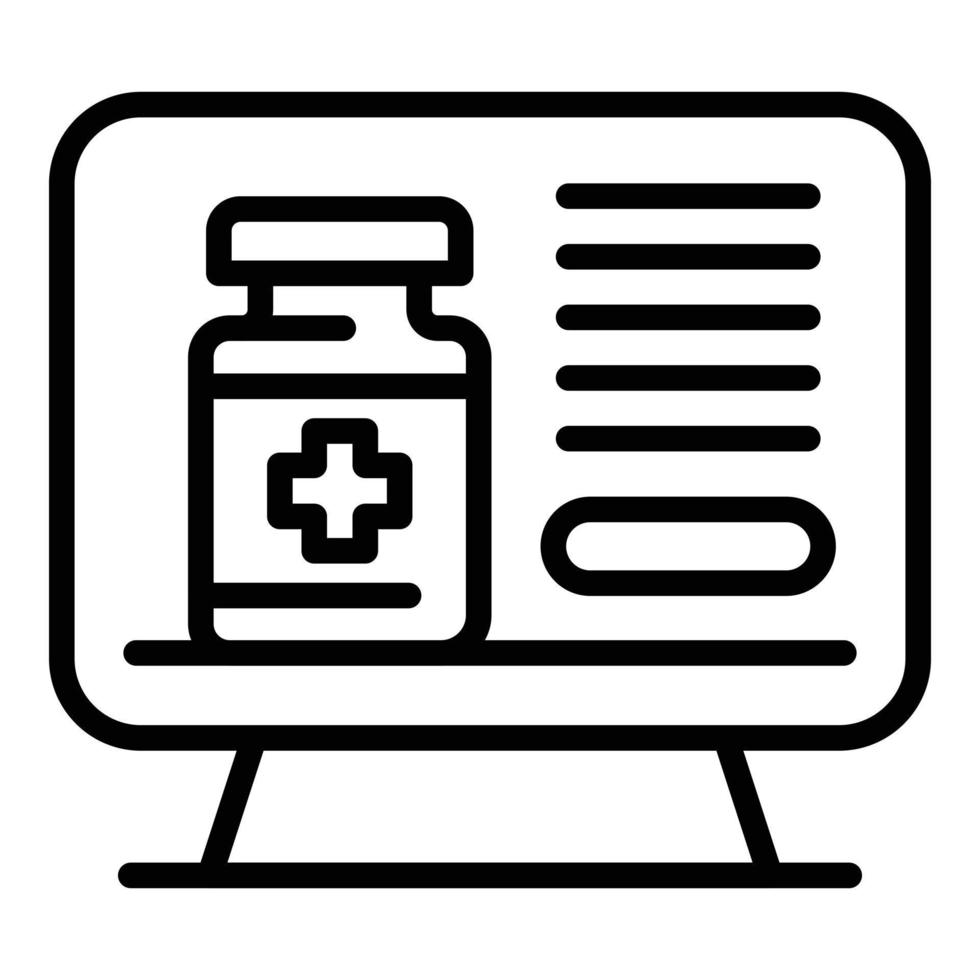 Monitor drugs icon, outline style vector