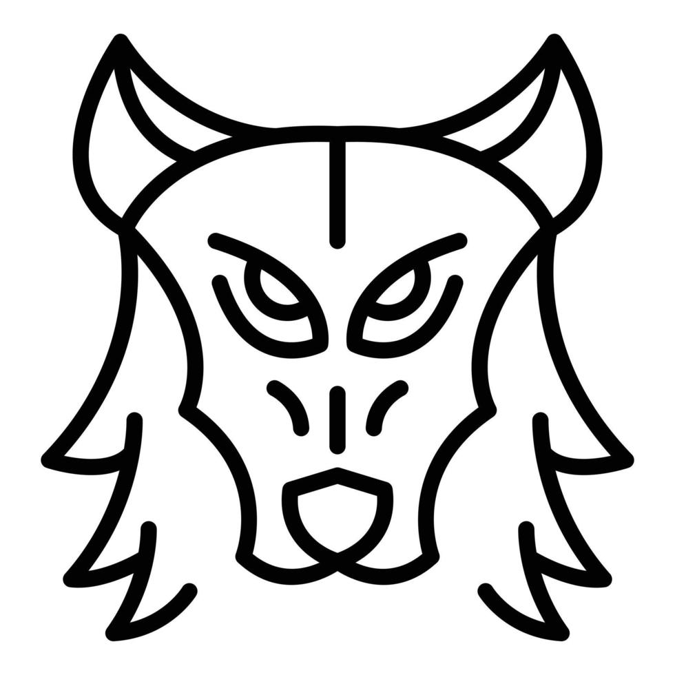 icono de lobo salvaje, estilo de esquema vector