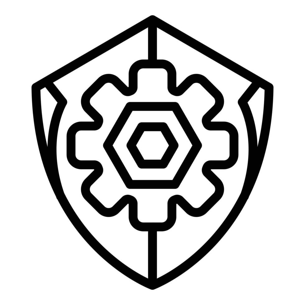 Control gear shield icon, outline style vector