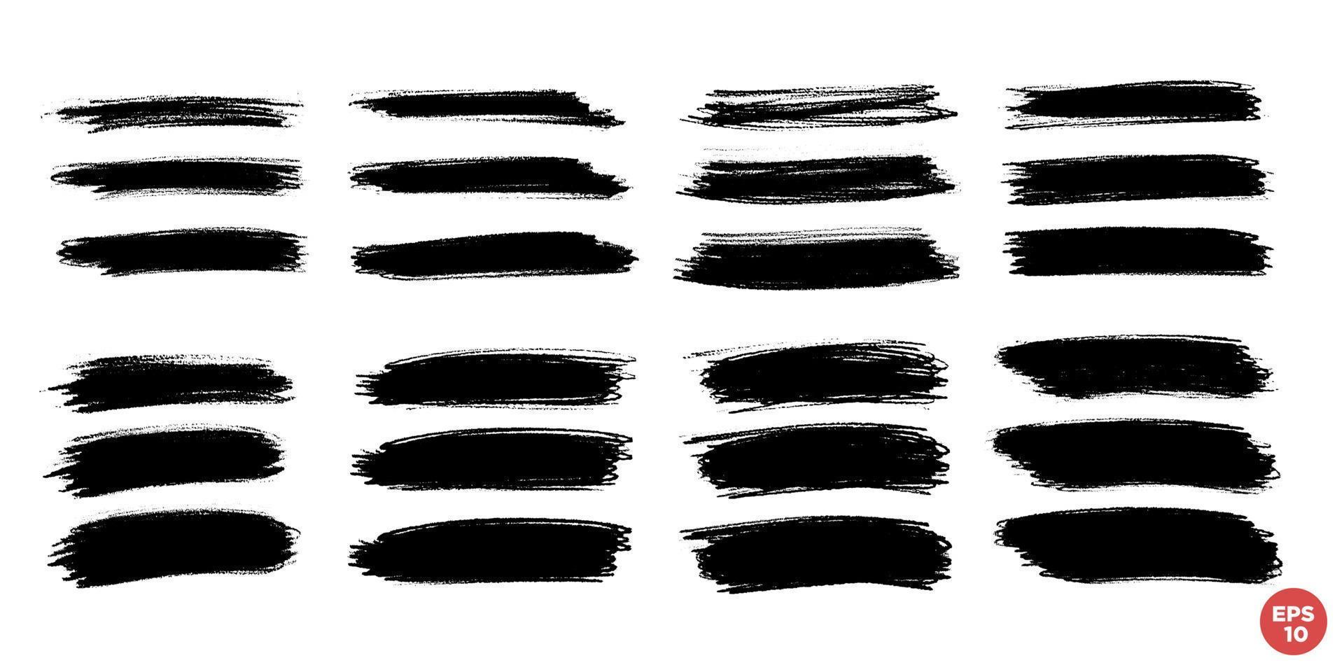 Vector set of hand drawn brush strokes, stains for backdrops. Monochrome design elements set. One color monochrome artistic hand drawn backgrounds.