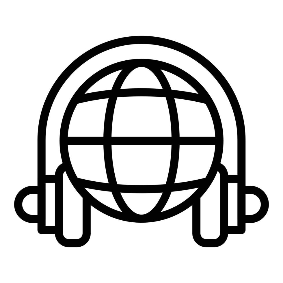 Headphones globe icon, outline style vector