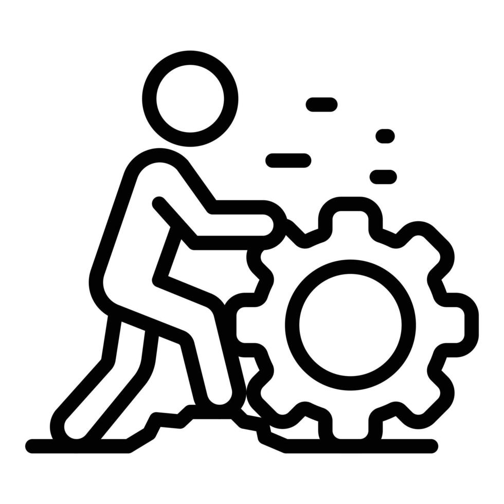 Move gear effort icon, outline style vector