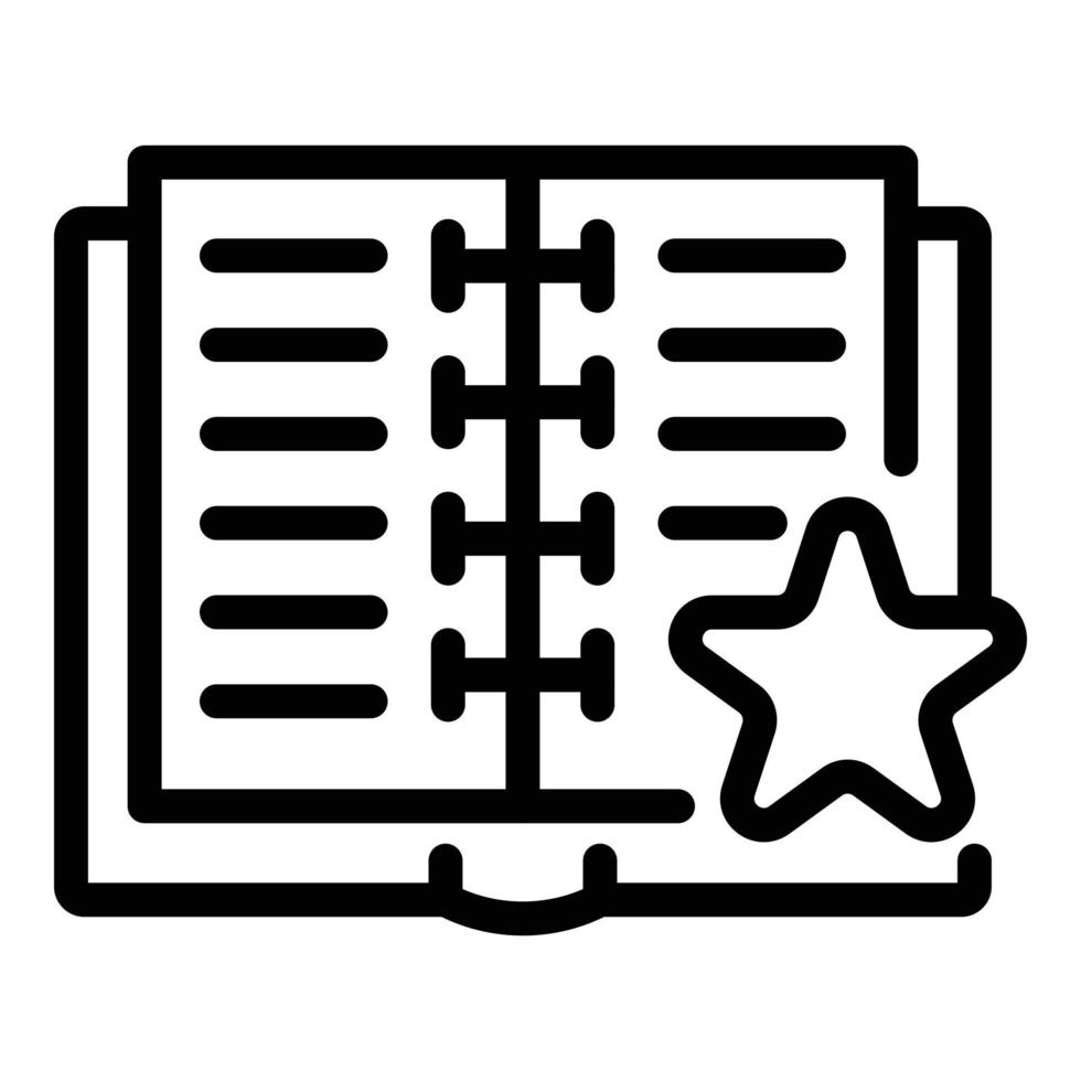icono de marcador de cuaderno, estilo de esquema vector