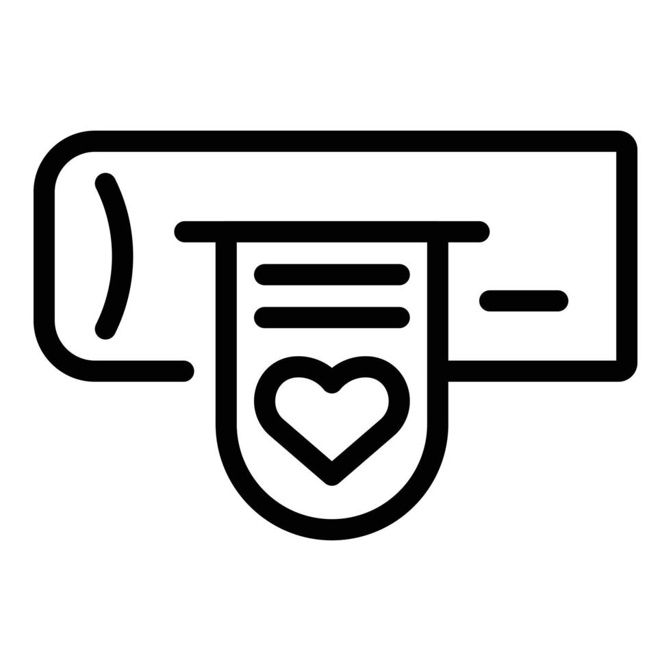 Heart bookmark icon, outline style vector