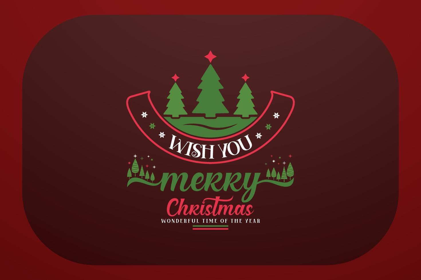 Christmas T-shirt Design Wish You Merry Christmas Wonderful Time Of The Year vector