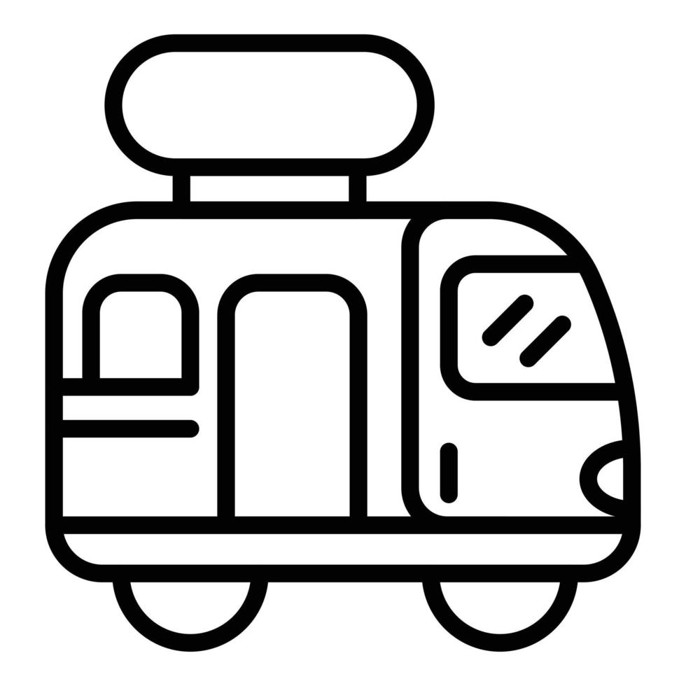 icono de autobús de campamento de viaje, estilo de esquema vector