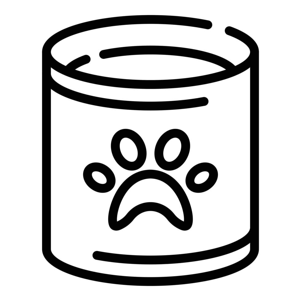 Paw canned food icon, outline style vector