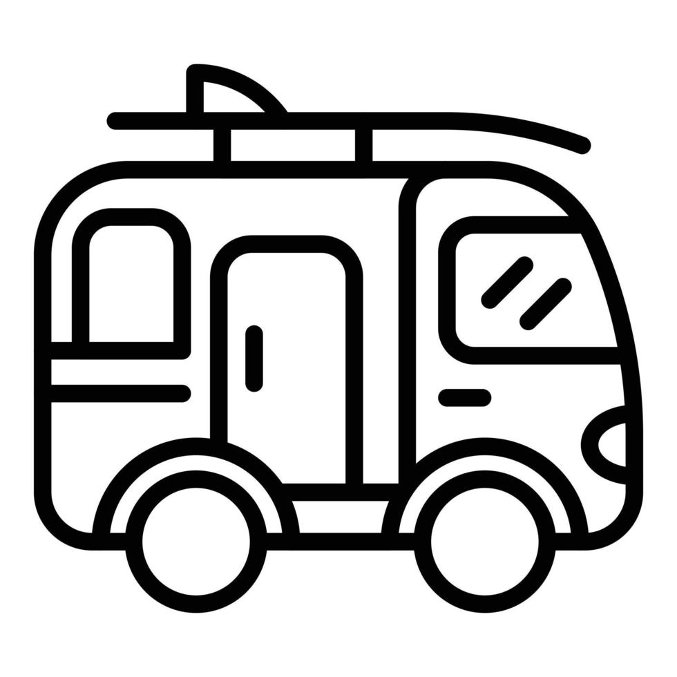 icono de autobús de surf de campamento, estilo de contorno vector