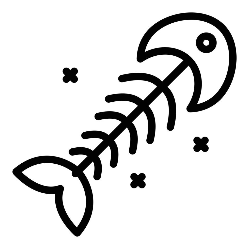 icono de esqueleto de pescado, estilo de esquema vector