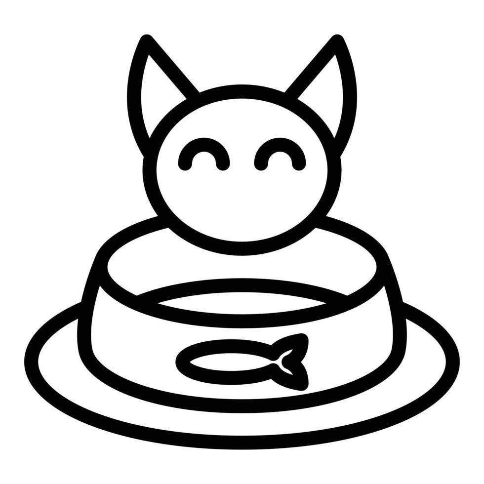 Kitten bowl icon, outline style vector