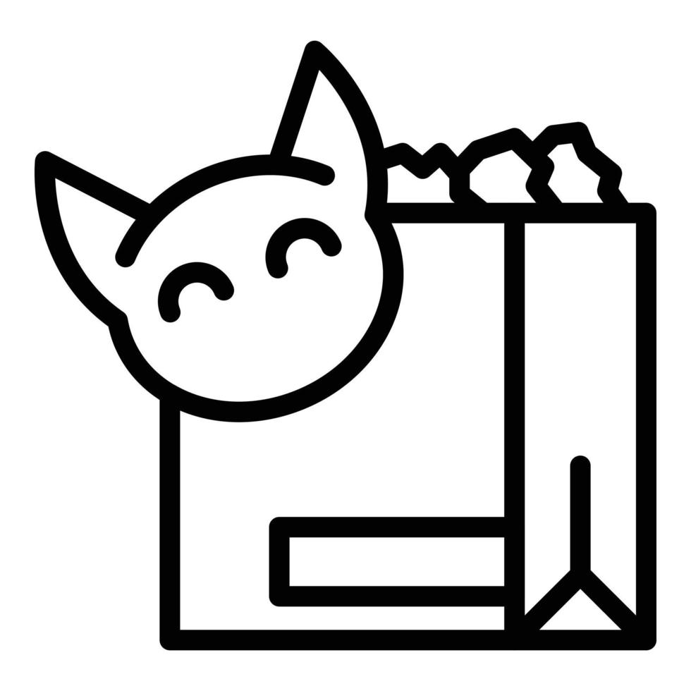 icono de comida seca para gatos, estilo de esquema vector