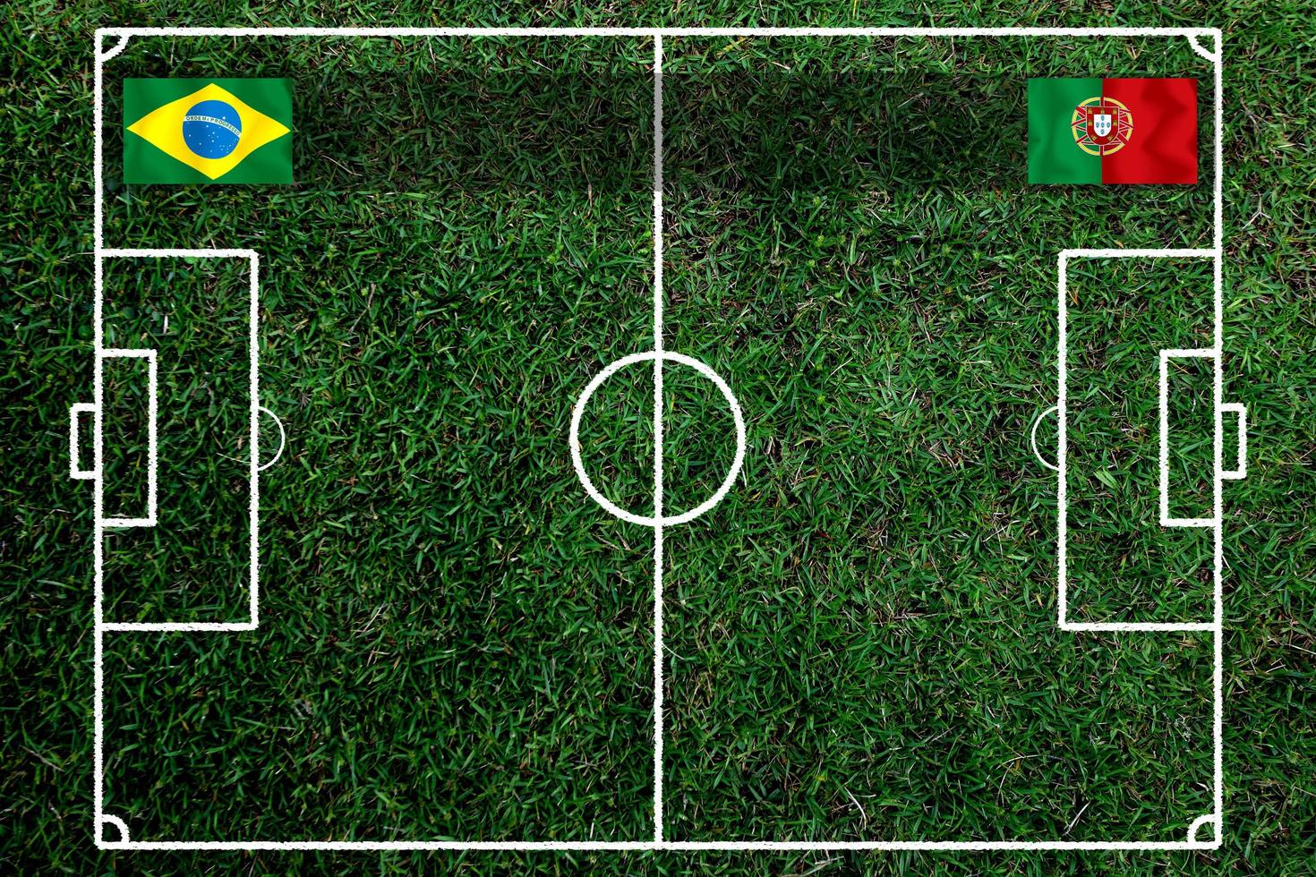 Football Cup competition between the national Brazil and national Portuguese. photo