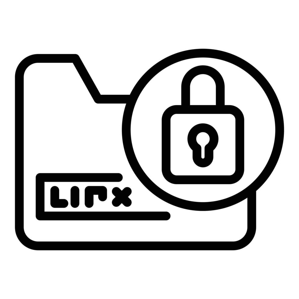 Secured files icon, outline style vector