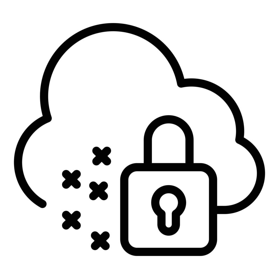 Secured cloud icon, outline style vector