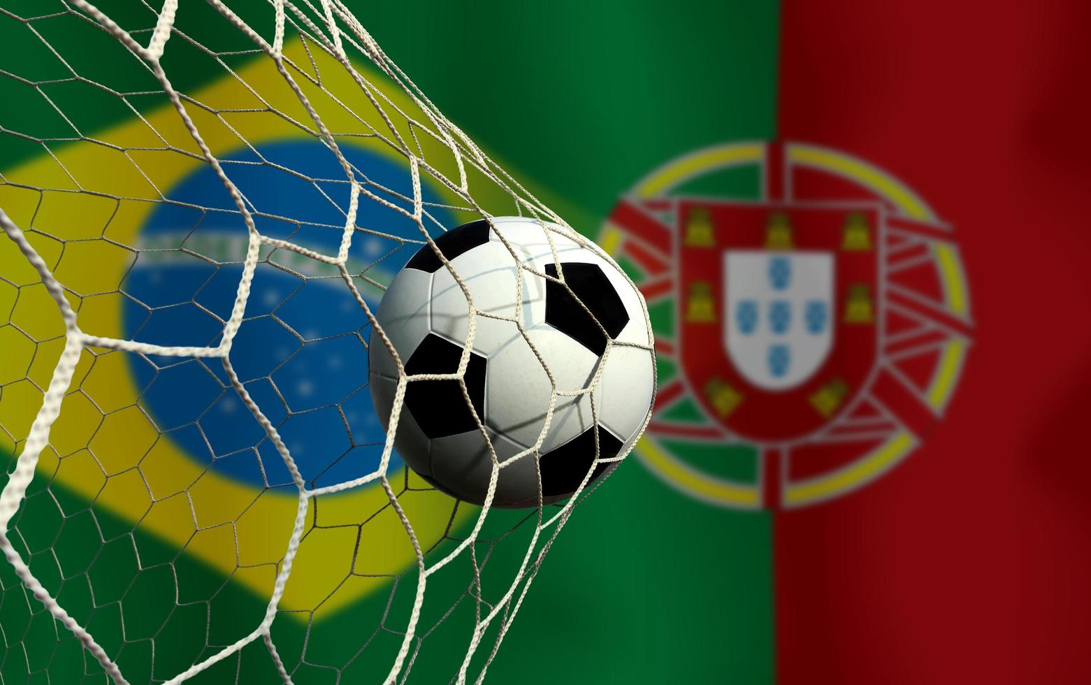 Football Cup competition between the national Brazil and national Portuguese. photo