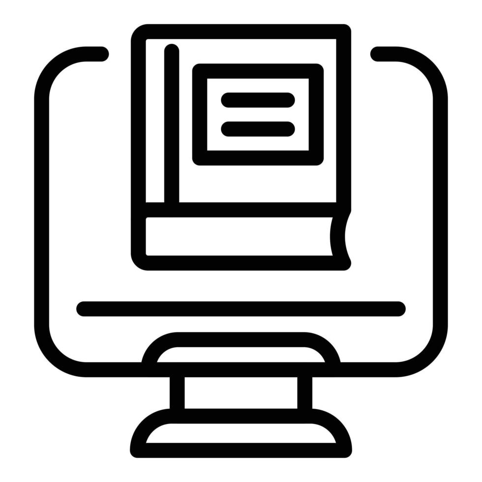 Monitor learning icon, outline style vector