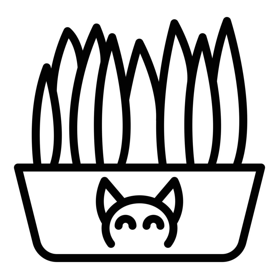 Cat herbs icon, outline style vector