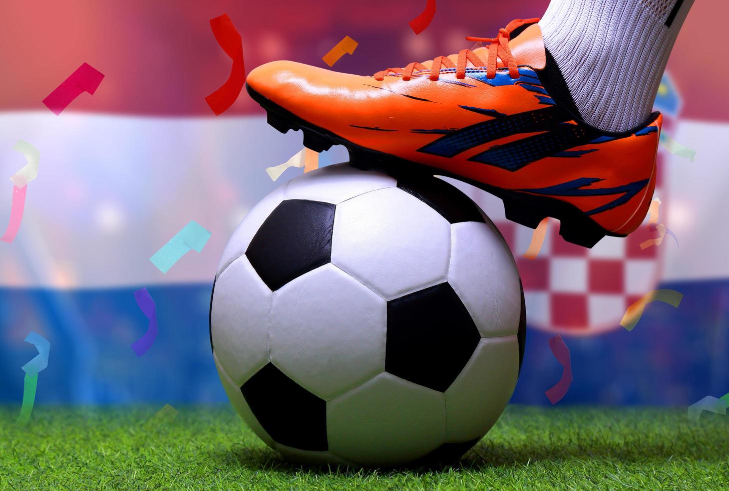 Football Cup competition between the national Netherlands and national Croatia. photo