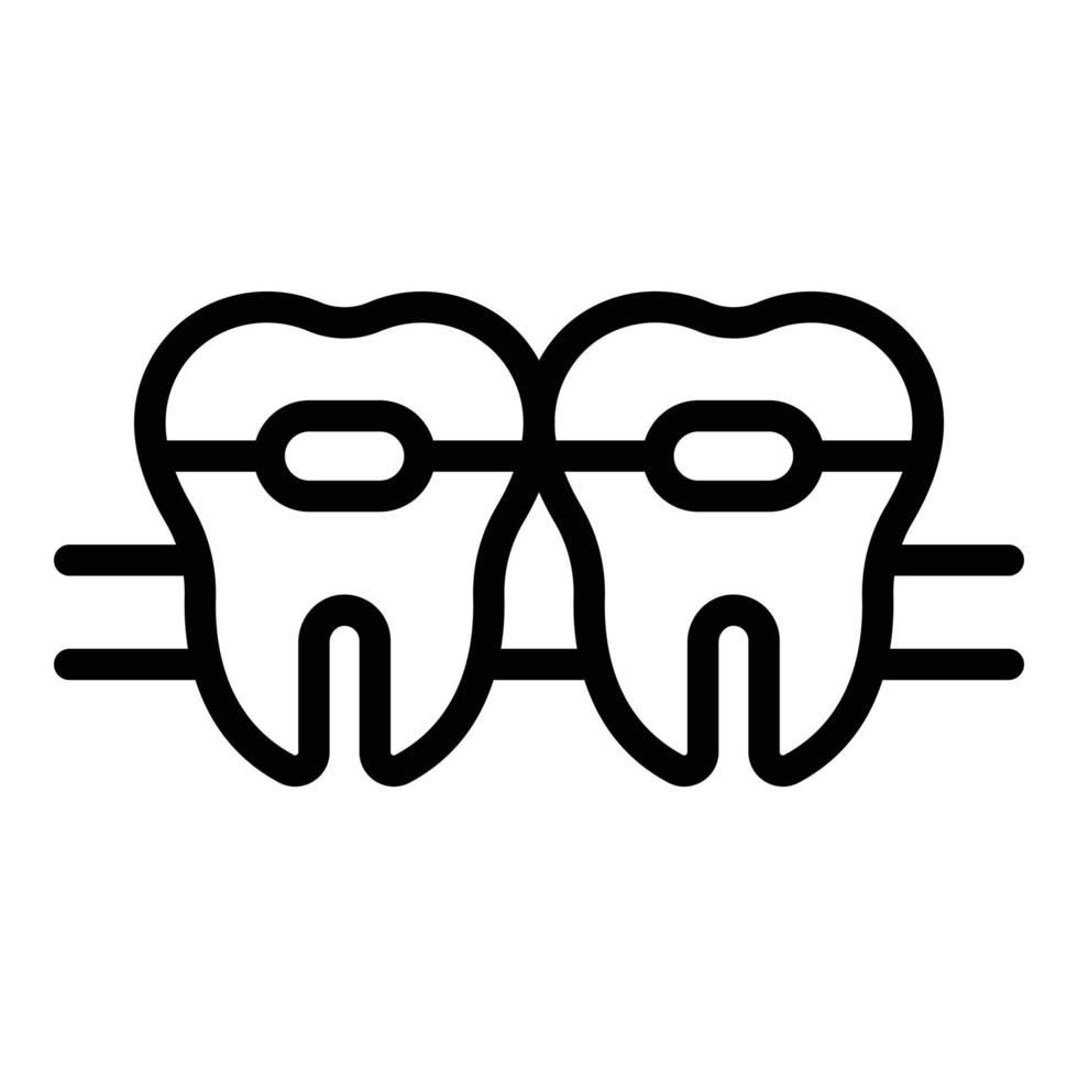 Teeth braces icon, outline style vector