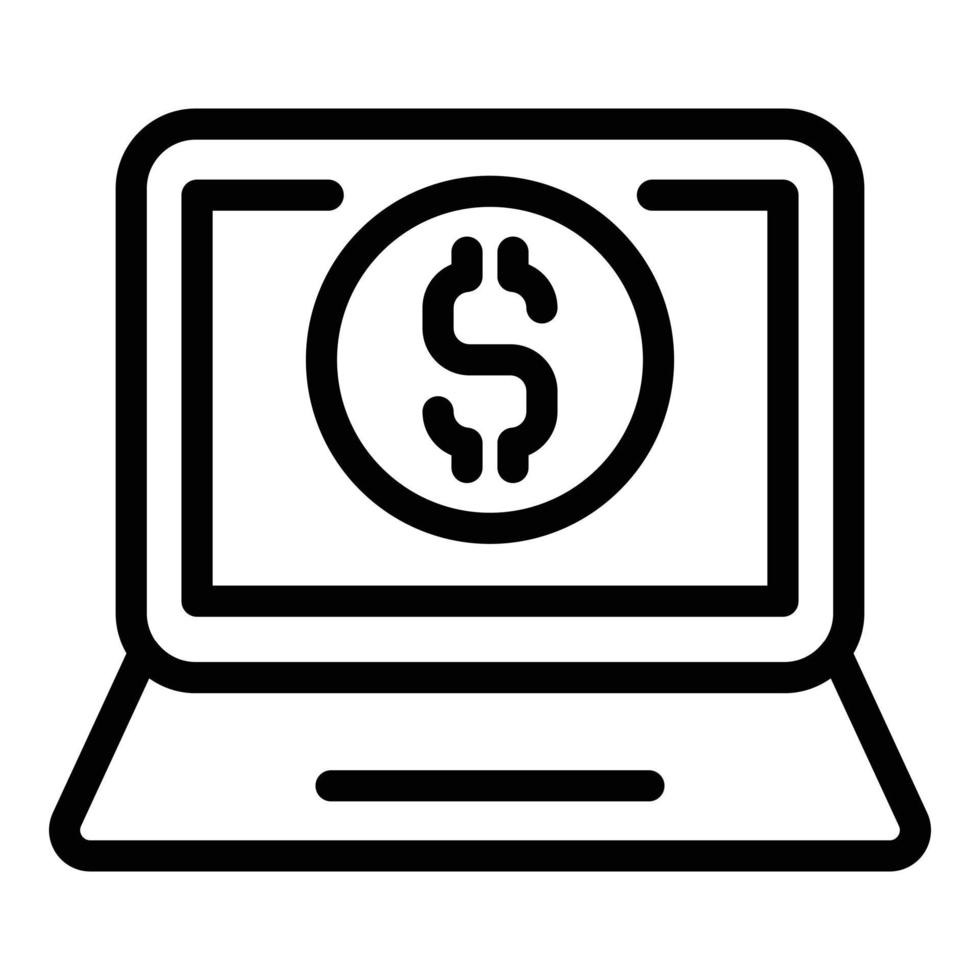Laptop monetization icon, outline style vector