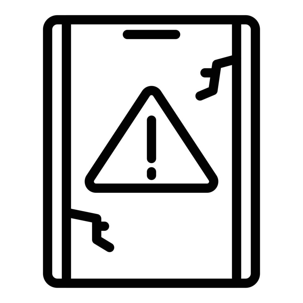 Warning tablet icon, outline style vector