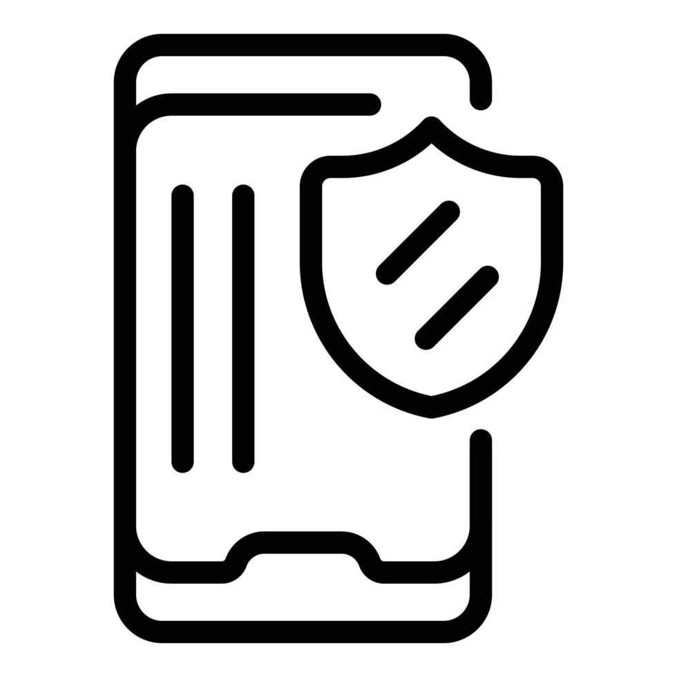 Secured mobile pay icon, outline style vector